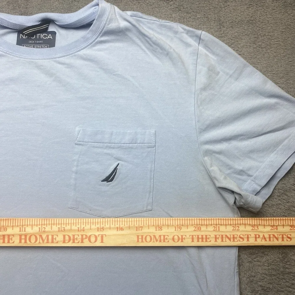 Nautica TShirt Men's Size XL Light Blue Pocket Tee Active Stretch Short Sleeve